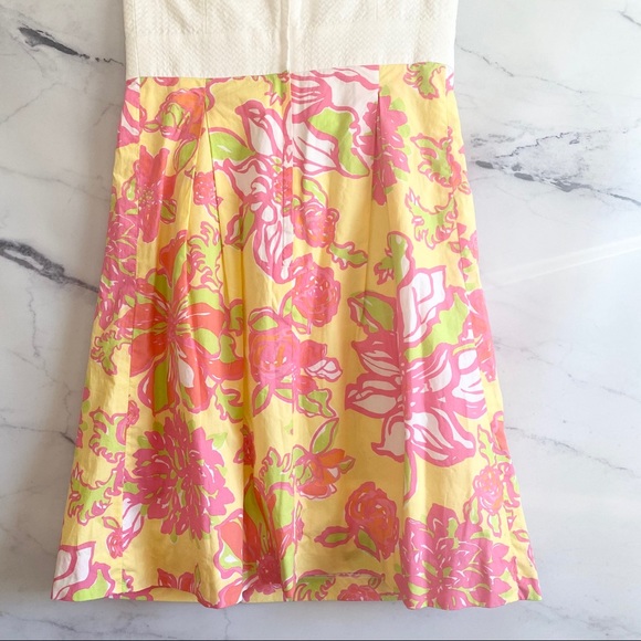 Lilly Pulitzer Betsey Strapless Dress Basketweave Bodice Size 2 Starfuit - Picture 6 of 8